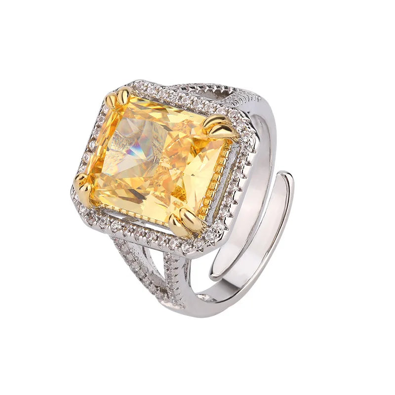 Gemfiori Small Square Sugar Necklace Sunset Sugar Light Luxury Elegant Premium Ice Sugar Jewelry Set
