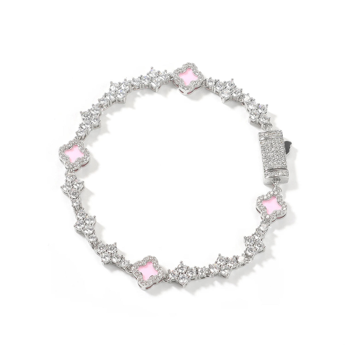 New Arrival Jewelry Iced Out Cross Chain Bracelet Four Leaf Clover Shell Pearl Bracelets for Anniversary Gift Party Jewelry