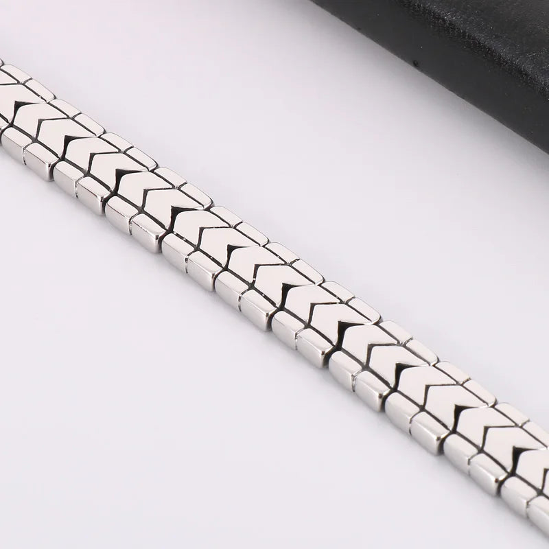 KALEN 220mm Men Causal Stainless Steel Serpentine Links Bracelet