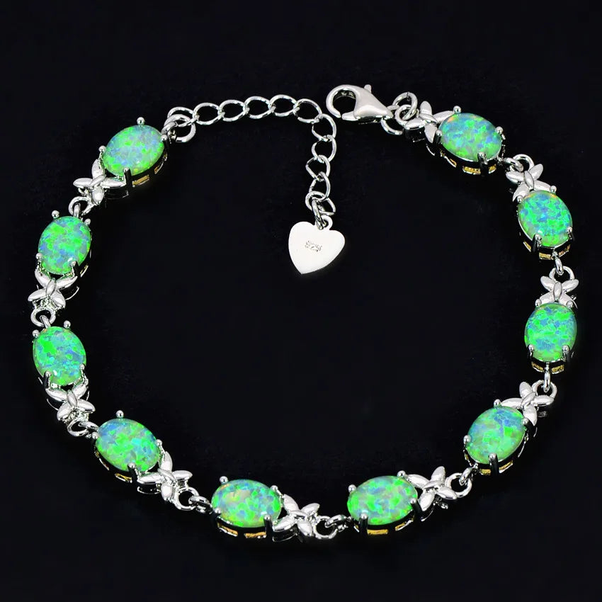 New Arrival Geometric Brass Silver Plated Christian Opal Women's Trendy Bracelet Bulk for Daily Wear