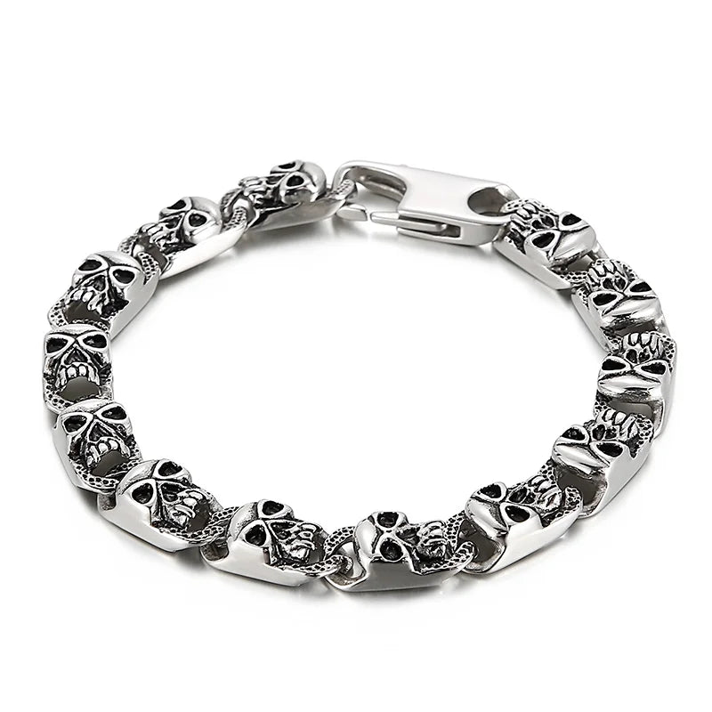 KALEN Punk Fine Jewelry Fashion Bracelets Men Multiple Style Chain Stainless Steel Skull Links Bracelet