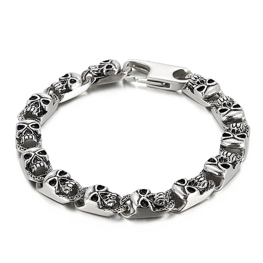 KALEN Punk Fine Jewelry Fashion Bracelets Men Multiple Style Chain Stainless Steel Skull Links Bracelet