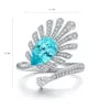 Gemfiori Exquisite 3PCS/Set Luxury Lab Grown Paraiba Bridal Jewelry Ring Necklace Earrings Fine Jewelry Sets for Engagement Wedding Party