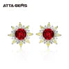 925 Sterling Silver Engagement Round ShapedRed Ruby Gemstones Jewelry Sets Pendant Earring Wedding Two Piece Women Jewelry Sets