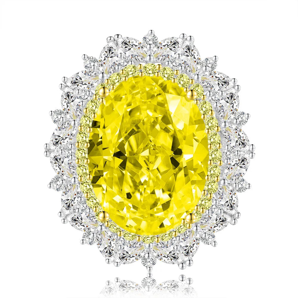 MuShan Jewelry Factory 23 Carat Ice Flower Cut 12 16mm White High Carbon Diamond 925 Sterling Silver Platinum Plated Luxury Ring
