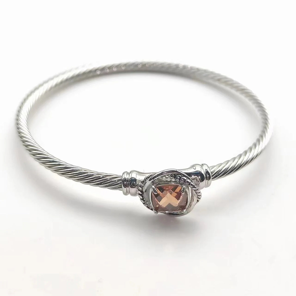 FASHIONISTA DY High-Quality Silver-Plated 3mm Square-Cut Diamond Bracelet, Colored Diamond Bracelet, Jewelry
