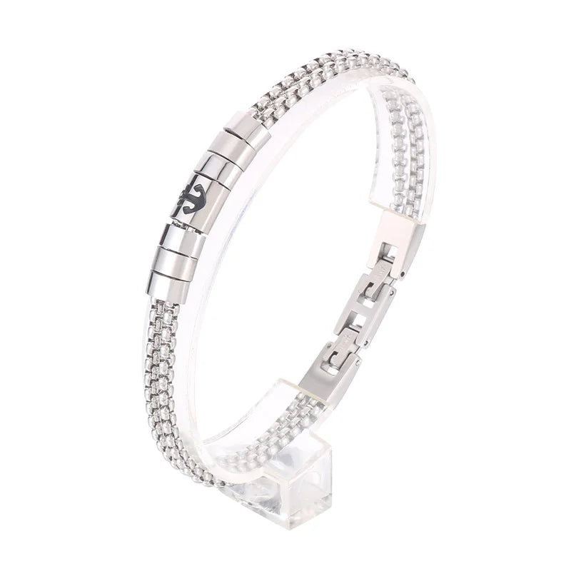 KALEN Unisex Casual Stainless Steel Box Chain Bracelets With Minimalist Square/Round Charms