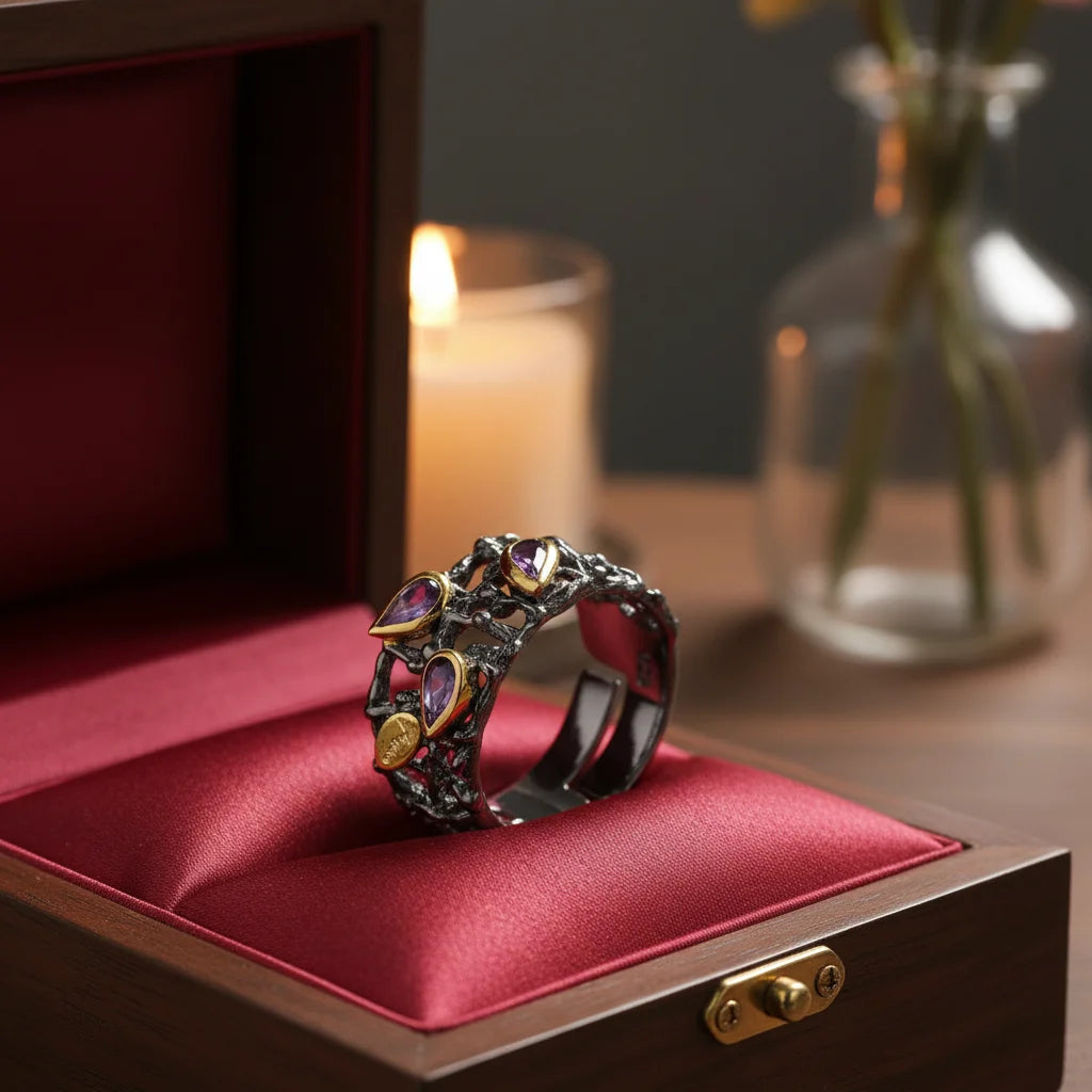 Handmade Antique Natural Stone 925 Sterling Silver Jewelry Ring