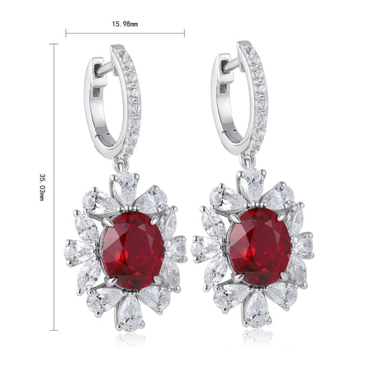 Gemfiori Anster High Quality S925 Lab Grown Ruby Earring Stud Dainty Gemstone Stud Earrings for Women Daily Wear Gift