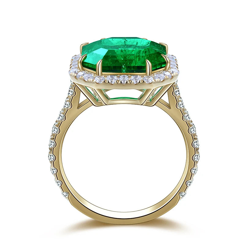 Gemfiori 8ct Hydro Colombian Emearld Ring in 18k yellow gold with lab diamond from custom Gemfiori Shenzhen Wuzhou manufacturer