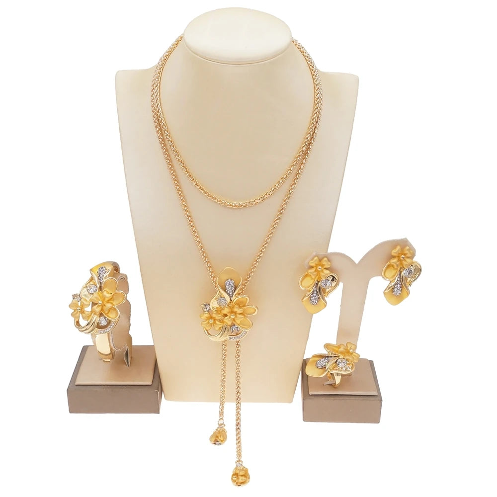 Zhuerrui High Quality African Jewelry Sets Italian Gold Plated Jewelry Set Fashion Lady Dubai Style Jewellery Sets HN21031714