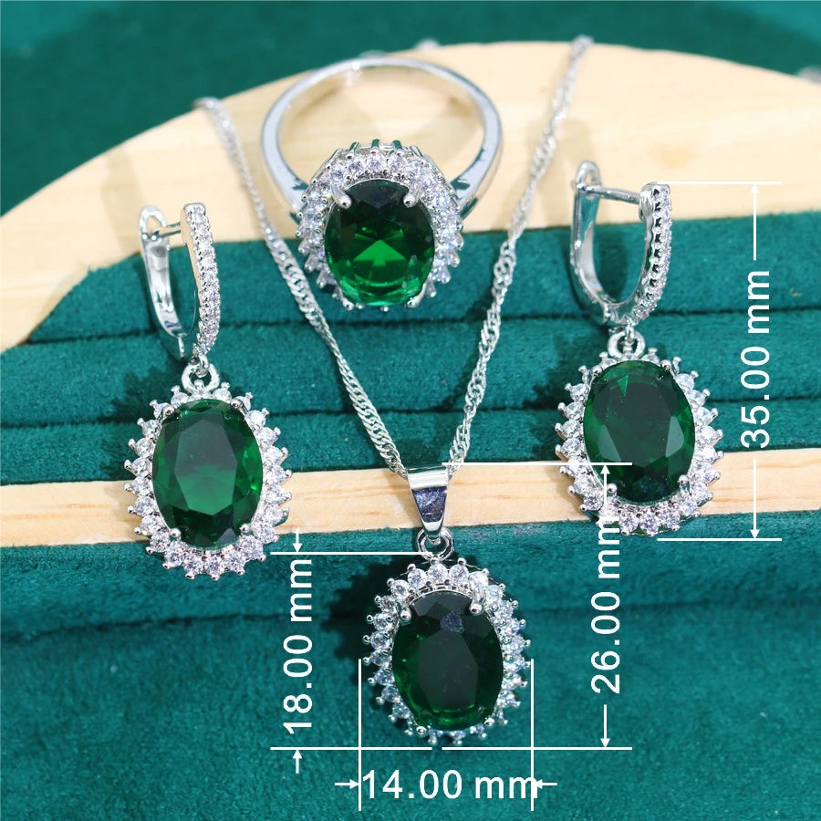 XOTICA AAA 925 Silver Women's Jewelry Set with Zircon Classic Style Wedding Bridal Earrings Necklace Pendant Ring for Party Dating Gift