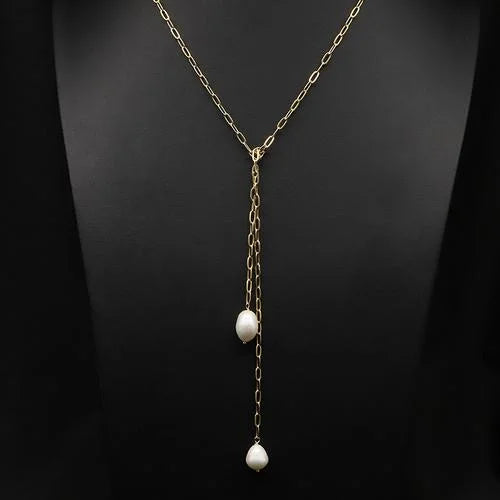 Natural Freshwater Pearl Choker Necklace Gold Plated Tassel Necklace for Women Bridal Wedding Luxury Fashion Fine Jewelry
