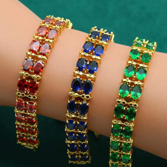 Wholesale 18K Gold Plated Zirconia Beaded Bracelets Trendy Alloy Jewelry with Zircon Main Stone for Women's Wedding Engagement