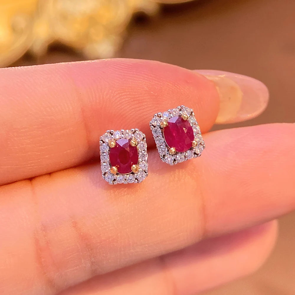 Gioiellieri Dainty Natural Ruby Drop Earrings Gold Plated 925 Silver Luxury Minimalist Claw Setting Yashiman Women's Third Party Appraisal