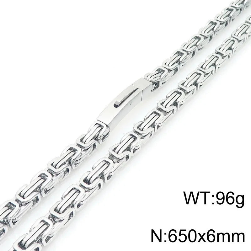 REBEL European American Unique Punk Trendy Vacuum Plated Stainless Steel Imperial Chain Magnetic Buckle Men's Bracelet Set