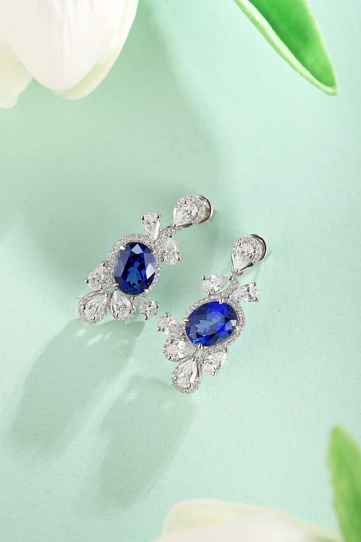 Gemfiori Anster High Quality S925 Lab Grown Sapphire Earring Stud Dainty Gemstone Stud Earrings for Women Daily Wear Gift