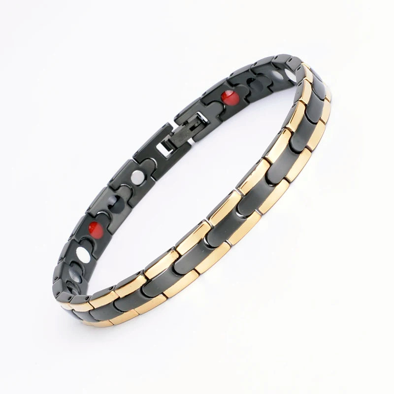 High Quality Waterproof No Tarnish  Stainless Steel Magnetic Therapy Arthritis Germanium 4 in 1 Energy Bracelet Japan
