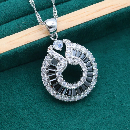 Wholesale Women's 18K Gold Plated Silver Jewelry round Design Zircon Pendant Gemstone Chain Necklace Fashion Jewelry Necklace