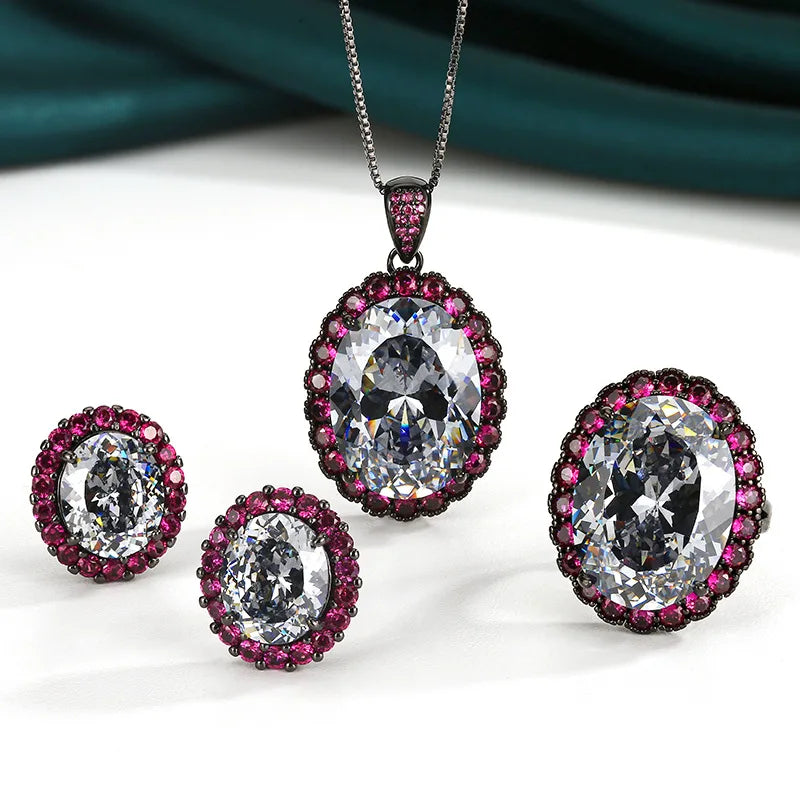 REDheart Fashion Imitation Black Gray Gold High-Grade Flower Shaped Set Women's Jewelry Brass Zircon Opening Movable Ring