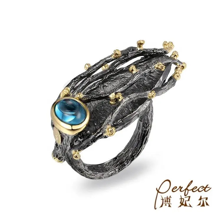 Cicada Sterling 925 Ring Gold Plated Design Moroccan Silver Rings