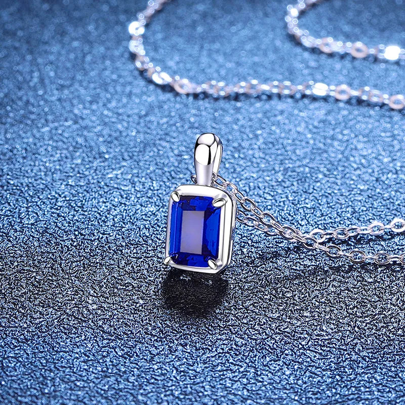 Grade D 1ct /2ct Moissanite Lab Grown Emerald Ruby Sapphire Necklaces 925 Sterling Silver Jewelry  Pendant Necklace Women