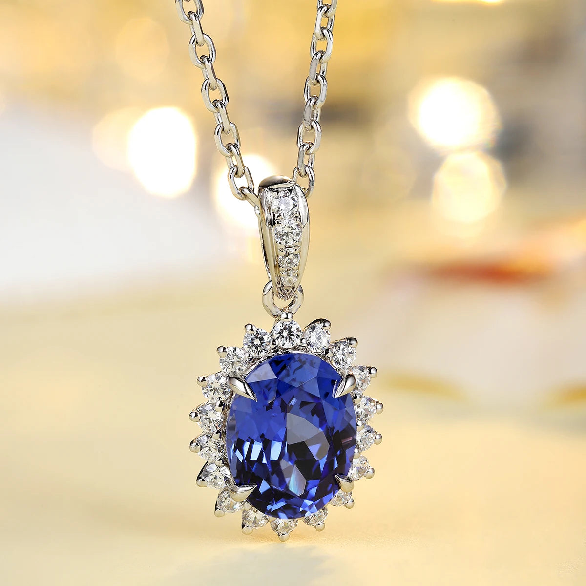 ArtistA High Quality Luxury Style Oval Shape Pendant Sterling Silver Jewelry Sapphire Charm Silver S925 Necklace Women Birthday Gift