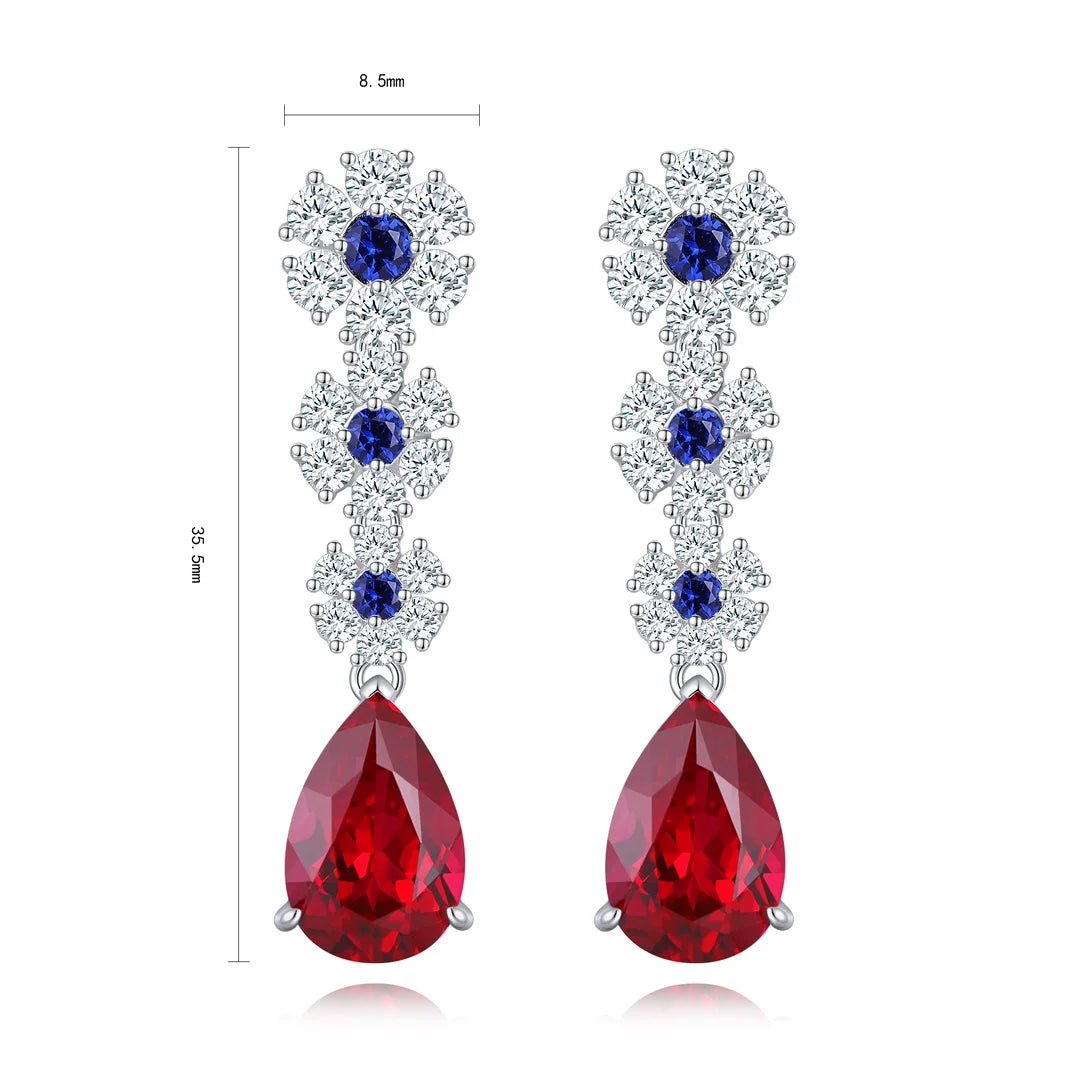 Gemfiori Anster High Quality S925 Lab Grown Ruby Earring Stud Dainty Gemstone Stud Earrings for Women Daily Wear Gift