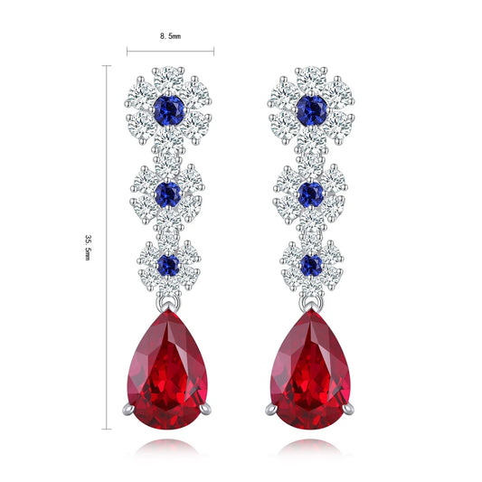 Gemfiori Anster High Quality S925 Lab Grown Ruby Earring Stud Dainty Gemstone Stud Earrings for Women Daily Wear Gift