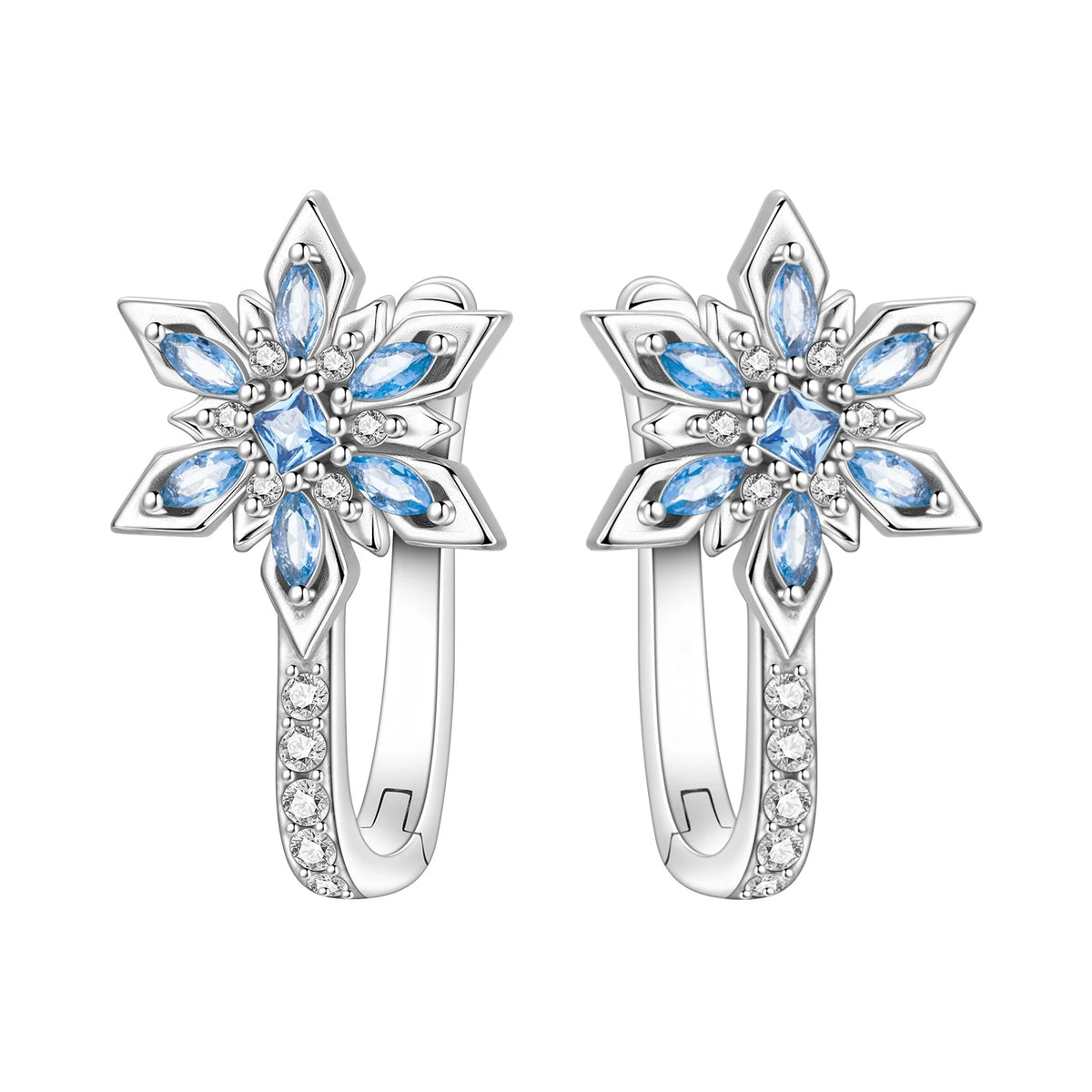 S&S Zircon Drop & Hoop Earrings | Snowflake, Feather & Clover | S&S