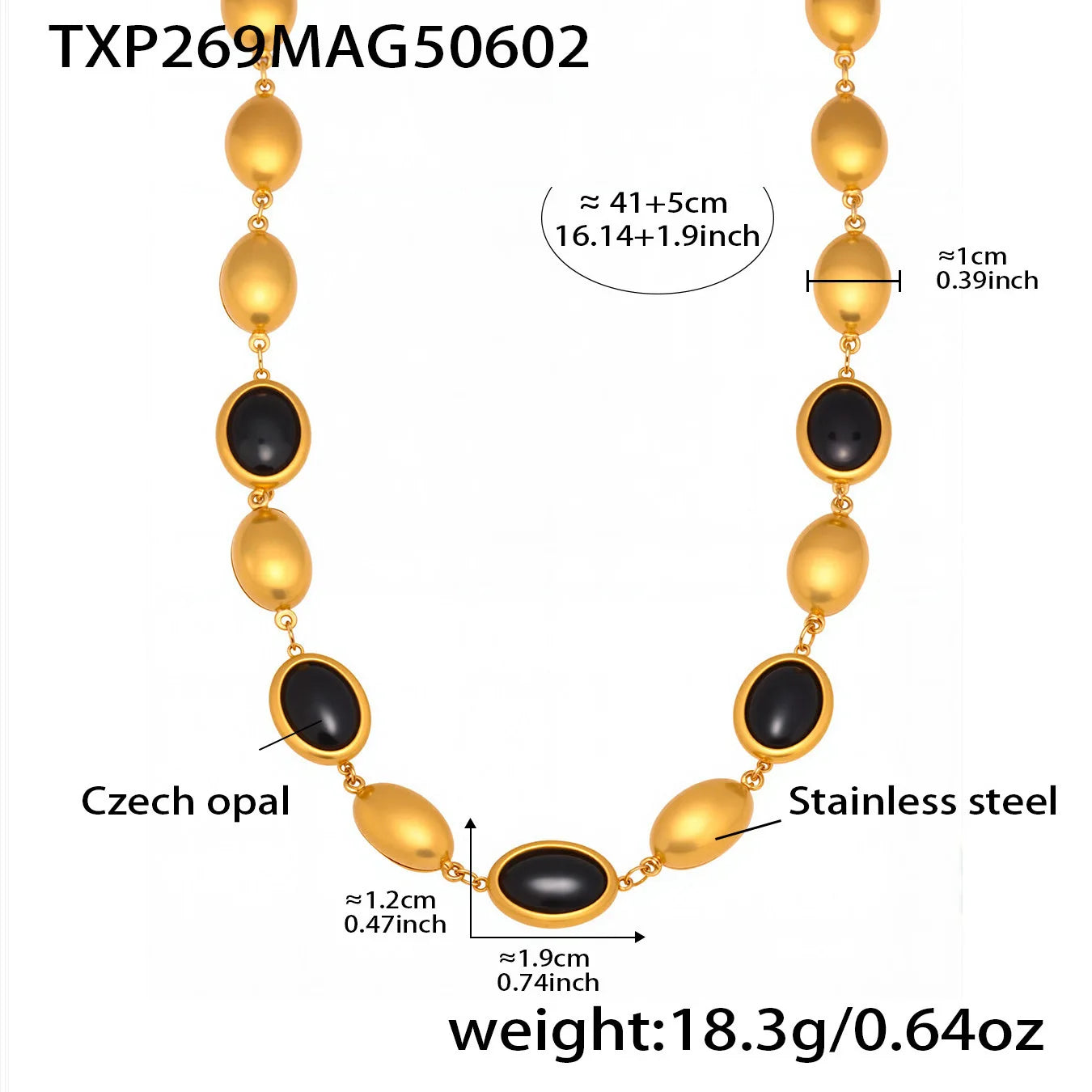 Natural Oval Opal Necklace, Bracelet & Earrings Jewellery Set | Bohemian Gold Plated Stainless Steel Set