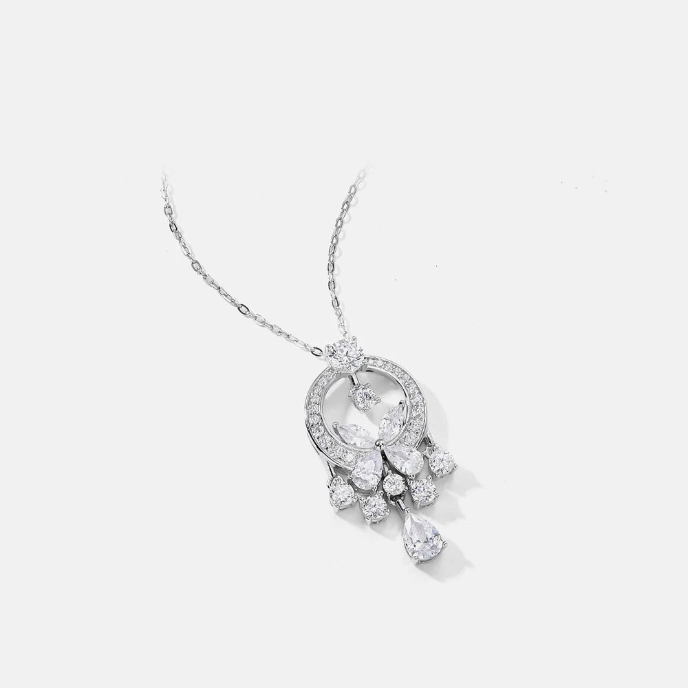 MUSHAN Jewelry Factory S925 Sterling Silver Necklace Women Electroplated Gold High Carbon Diamond Cross Border Jewelry