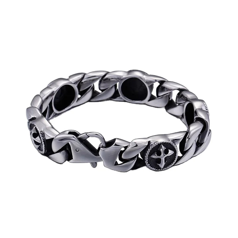 KALEN Stainless Steel Silver Cross Fashion Bracelets for Men