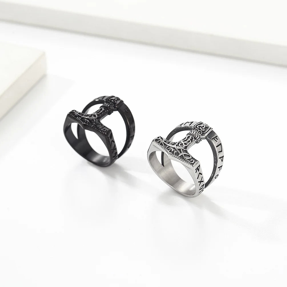 REBEL VIKING Mjolnir Thor Hammer Ring – Stainless Steel