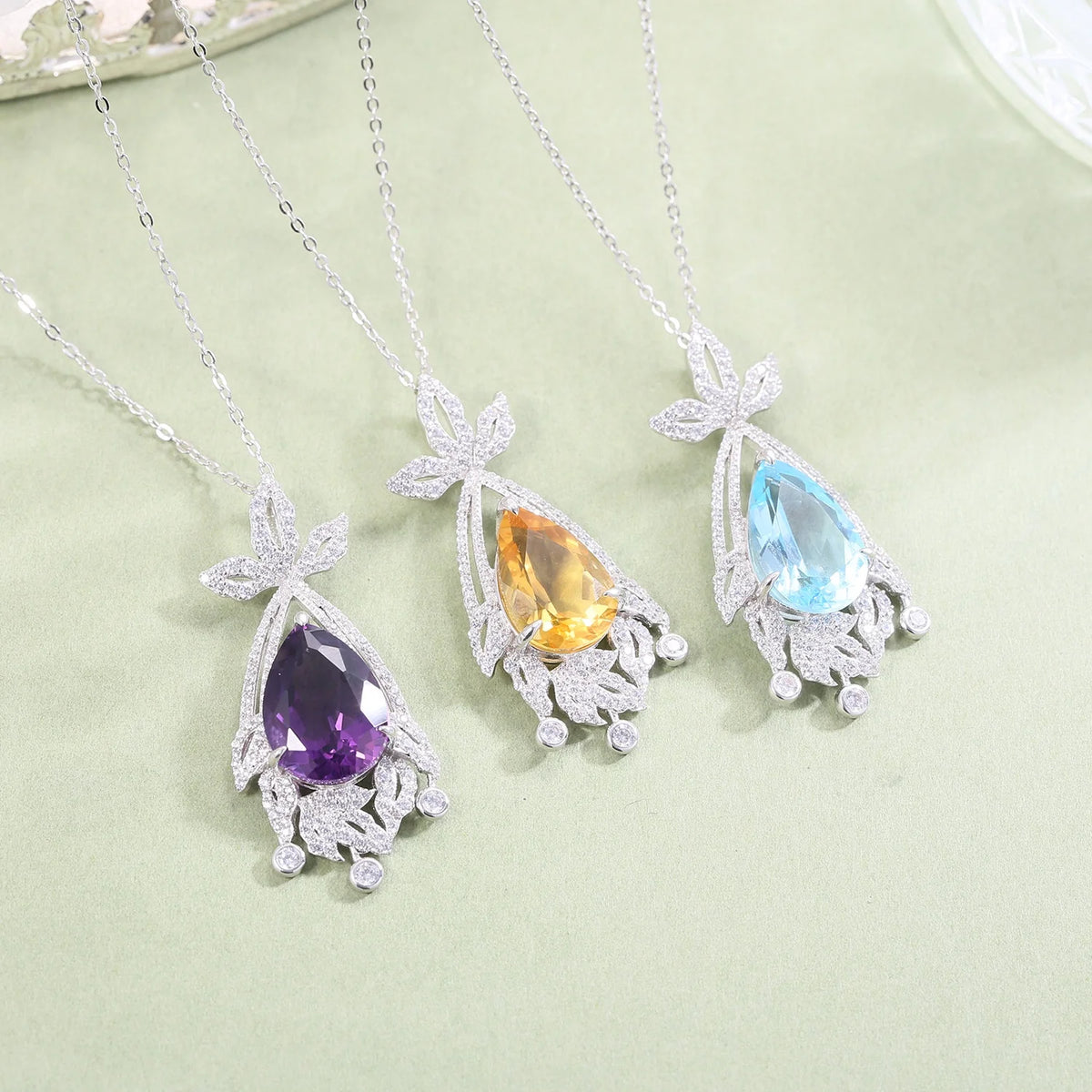 ArtistA ZL0065 Abiding Shining Girl Jewellery 925 Silver Natural Citrine Amethyst Sky Blue Topaz Bridal Jewelry Set at Price