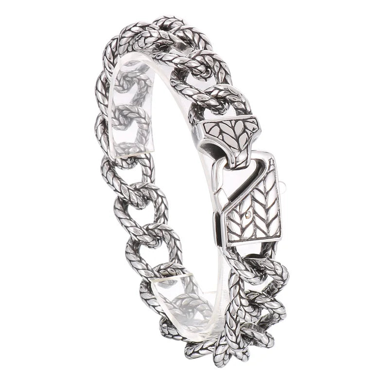 REBEL 225mm Men Punk Stainless Steel Serpentine Cuban Links Bracelet