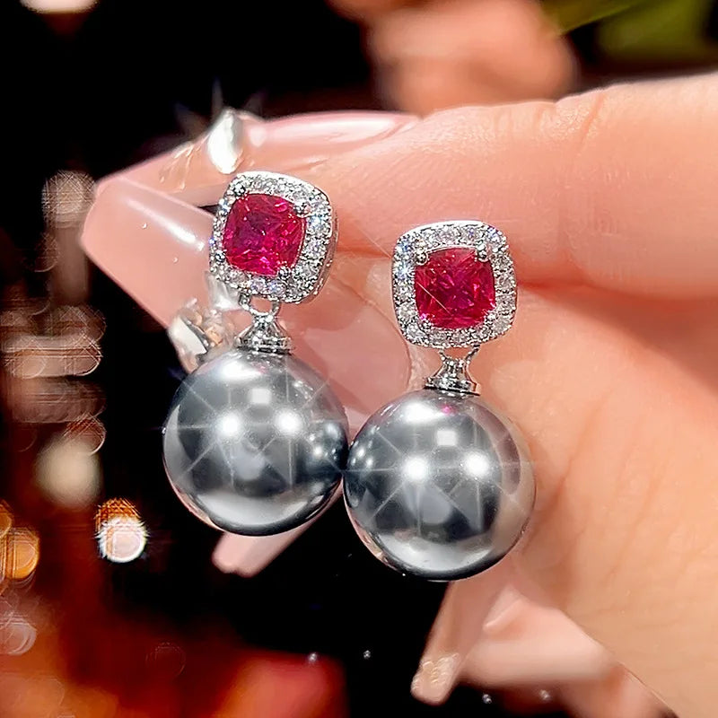 Gemfiori 2025 New Jewelry Brass Plated High Quality Grey Pearl Pendant Premium Set Holiday Gift