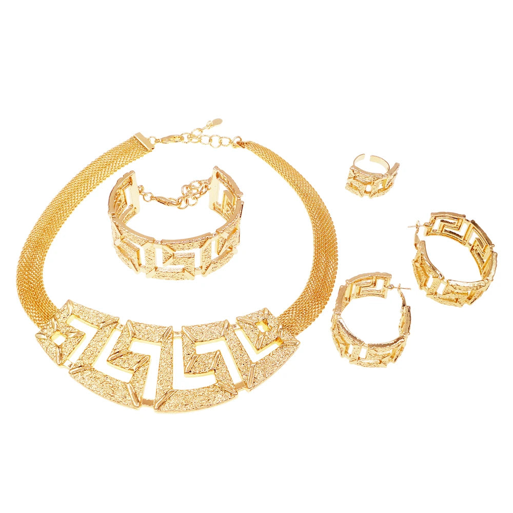 Zhuerrui Fashion Vintage 24K High Quality Jewelry Sets Italy Brazil Gold Style Jewelry Set Designer Wedding Party Jewelry H00639