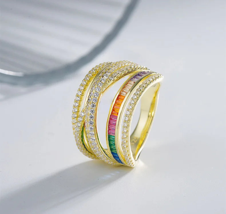 MuShan Jewelry Factory Line Surrounding Wide Pure Silver Women's Wedding Ring Micro Inlaid Zircon Luxury Pave Setting Party