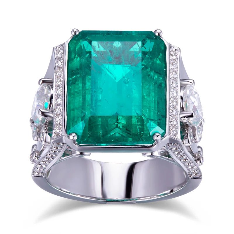 MSR-530 Customized Jewelry 10K White Gold Colombia Emerald Lab Grown Eemrald  Ring