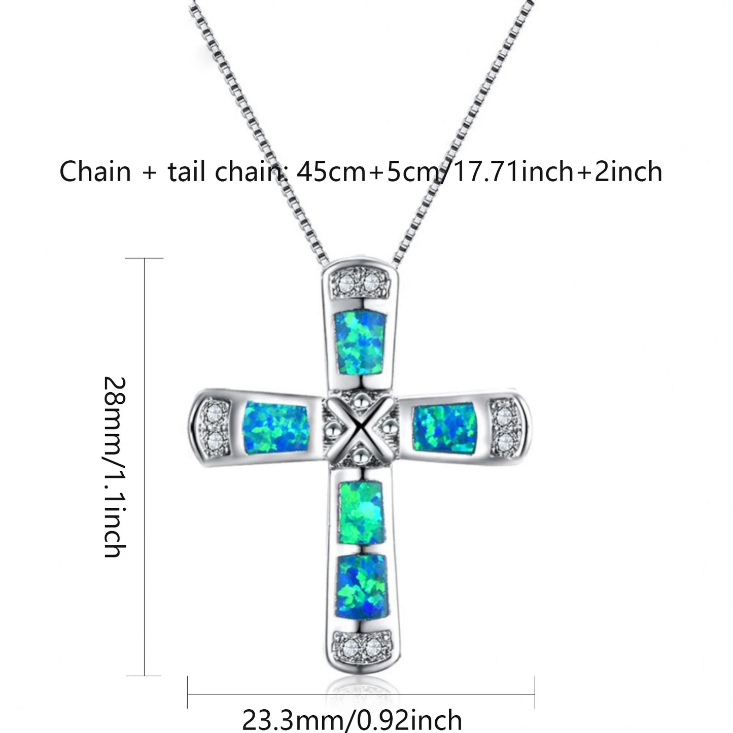Aobao Cross Pendant Opal Necklace Jewelry Wholesale Inlaid with Opalv