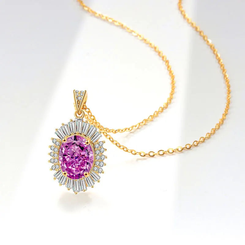 New Arrival 925 Silver Fine Jewelry Set High Quality Fashion Gemstone Adjustable Colorful Pendant Necklace for Women Gifts