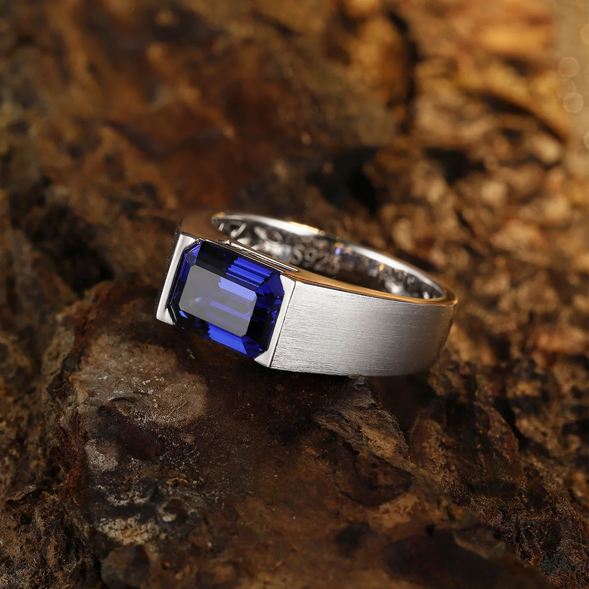 Gemfiori Gemstone 925 Sterling Silver Rings Lab Grown Sapphire Engagement Rings