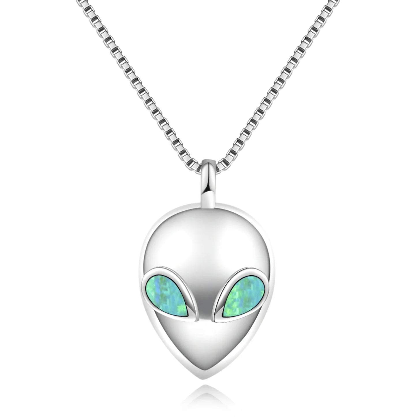 TikTok & Ins Fashionable Sporty Gold Plated Brass Alloy Christian Alien Shape Opal Pendant Necklace with Link Chain for Party