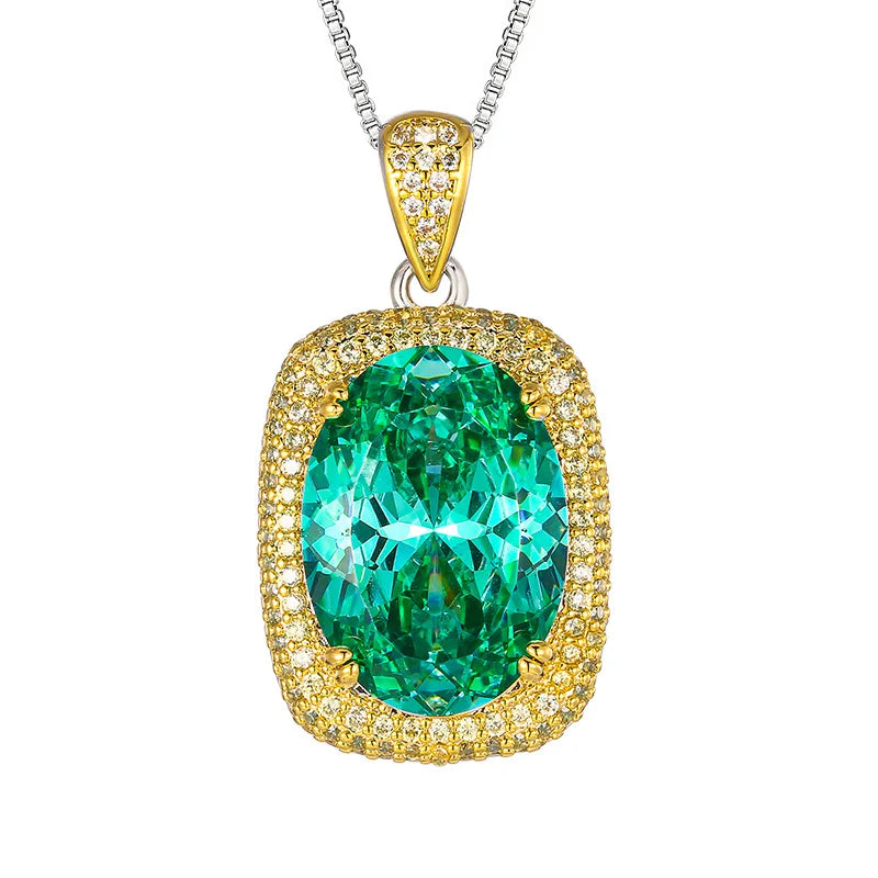 Gemfiori Luxury Vintage Gothic Royal Blue Sapphire Jewelry Set Black Gold Plated Cushion Cut Blue Gem Halo Pendant Necklace Earrings Ring