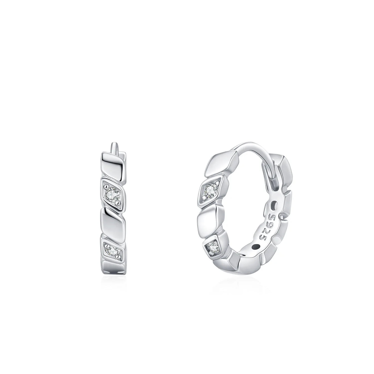 S&S 925 Sterling Silver CZ Barrel Bead Necklace & Hoop Earring Set – Collection
