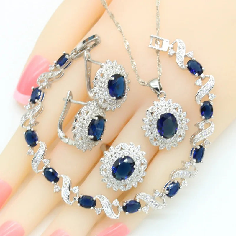 XOTICA Custom Green Purple Zircon Jewelry Set for Women Classic Wedding Bracelet Hoop Earrings Necklace Rings Gift Box for Parties