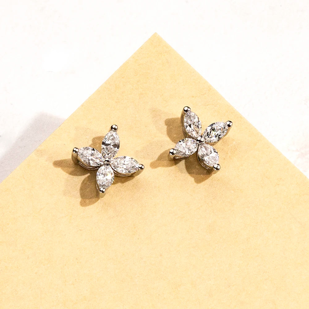 Gemfiori MSE-704 9K Solid Gold 2.5*5MM Marquise Lab Grown Diamond Emerald Cut Solitaire Earring Hop Sale Gold Gemfiori Price