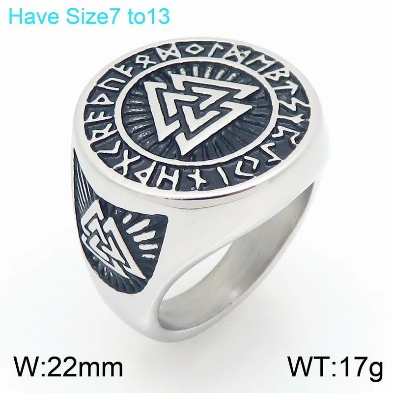 VIKING Celtic Knot Compass Rune Ring – Silver & Gold Stainless Steel