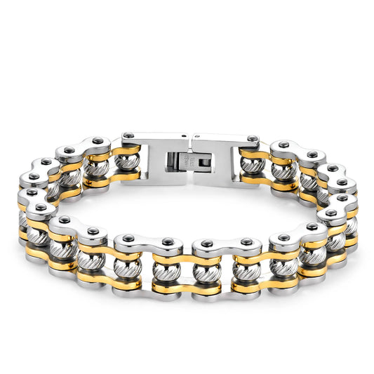 European American Men's Trendy Wholesale Rock Style Bicycle Bracelet Hip-Hop Geometric Stainless Steel Wholesale